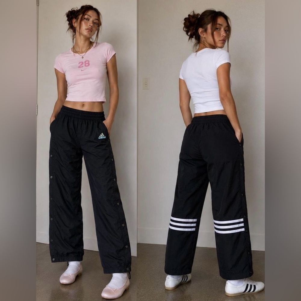 Vintage Y2K Adidas tearaway snap pants girls large 10/12